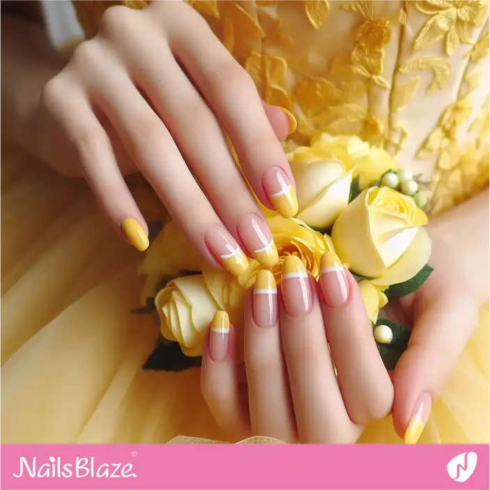 Yellow Tip French Nail Design for Bridesmaid| Wedding-NB-D-541