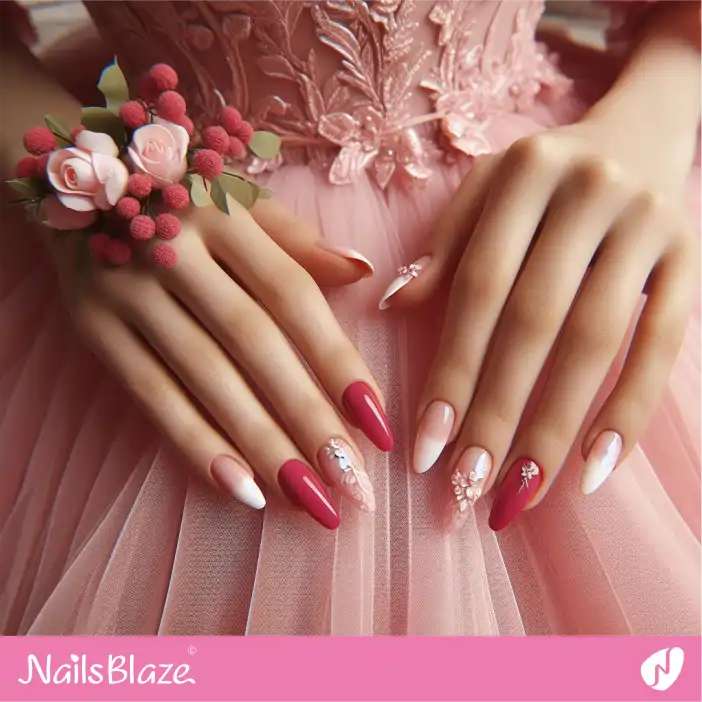 Dusty Rose Color on Almond Nail Design for Bridesmaid| Wedding-NB-D-576