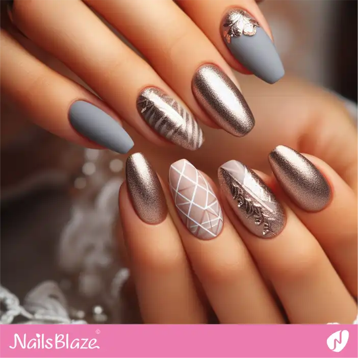 Cruise Wedding Shimmer and Foil Nail Design|Wedding-NB-D-323