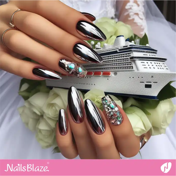 Cruise Wedding Chrome Nail Design|Wedding-NB-D-328