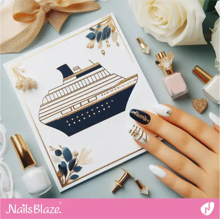 Cruise Wedding White Nail Design| Wedding-NB-D-363