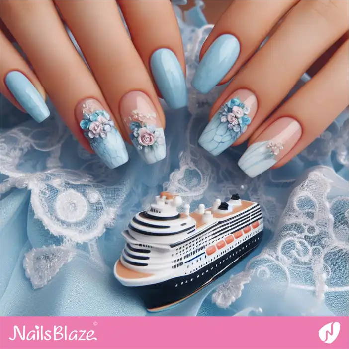 Cruise Wedding Crackle Nail Design| Wedding-NB-D-365