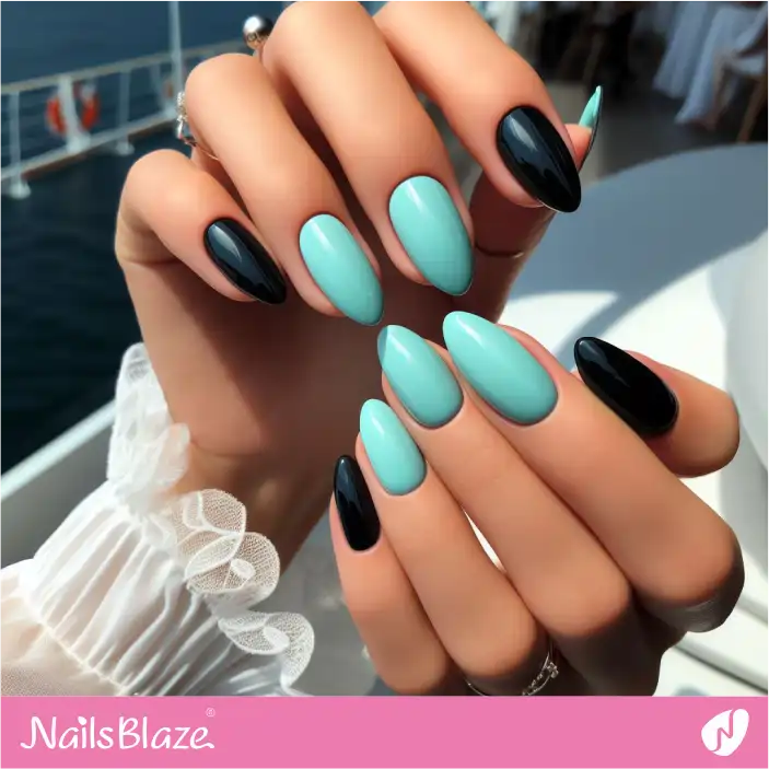 Cruise Wedding Turquoise Color Nail Design| Wedding-NB-D-369