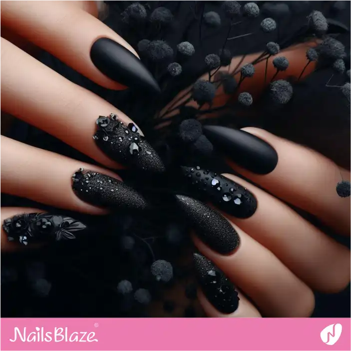Dark Wedding Black Nail Design|Wedding-NB-D-431