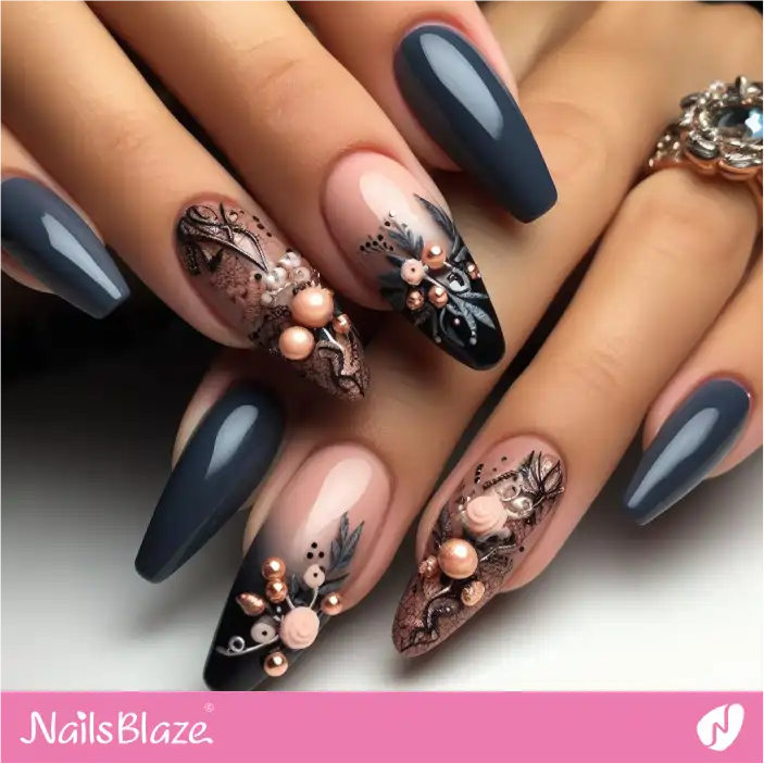 Dark Wedding 3D Glossy Nail Designs|Wedding-NB-D-293