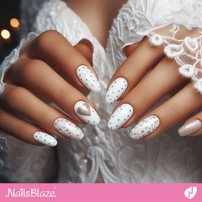 Heart Accent for Wedding Nail Design | Wedding Nails - NB4612