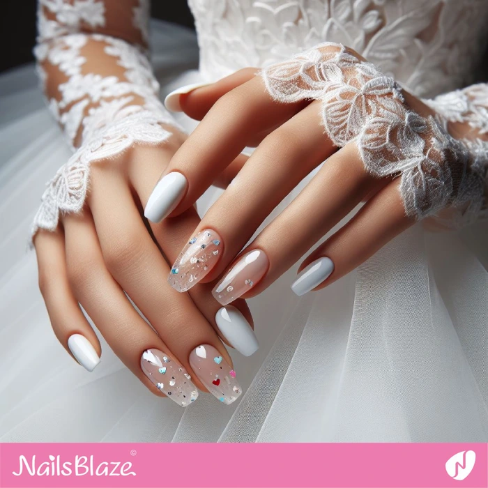 Wedding Nails with Tiny Hearts | Wedding Nails - NB4629