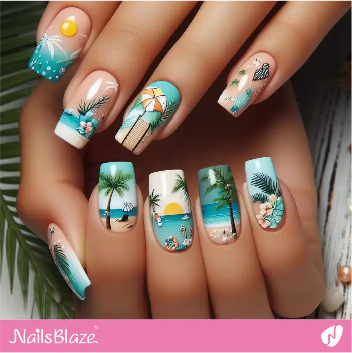 Tropical Honeymoon Nail Design| Wedding-NB-D-635