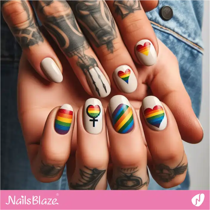 LGBT Heart Nail Design| Men's Nail-NB-D-507