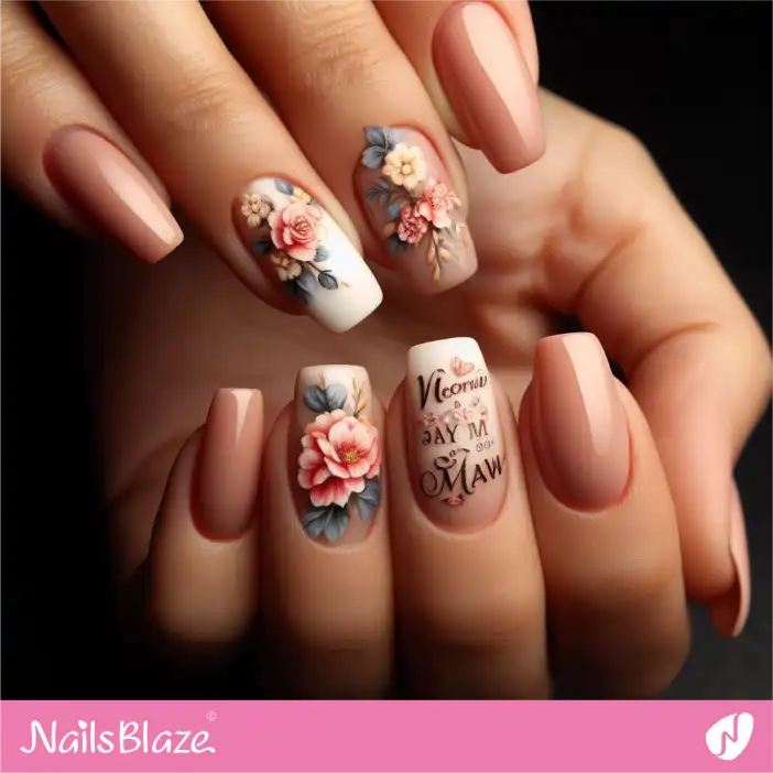 Mother in Law Flower Nail Design| Wedding-NB-D-246