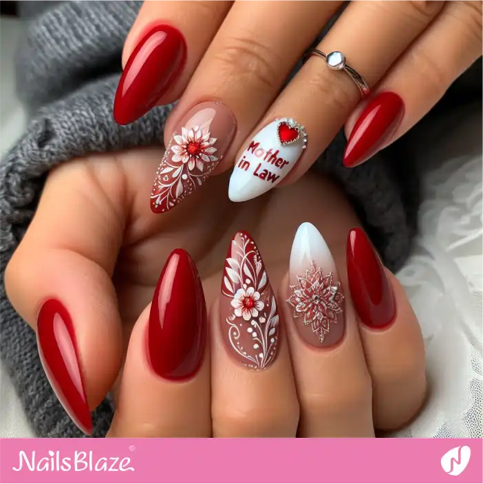 Mother in Law Luxury Red Nail Design| Wedding-NB-D-331