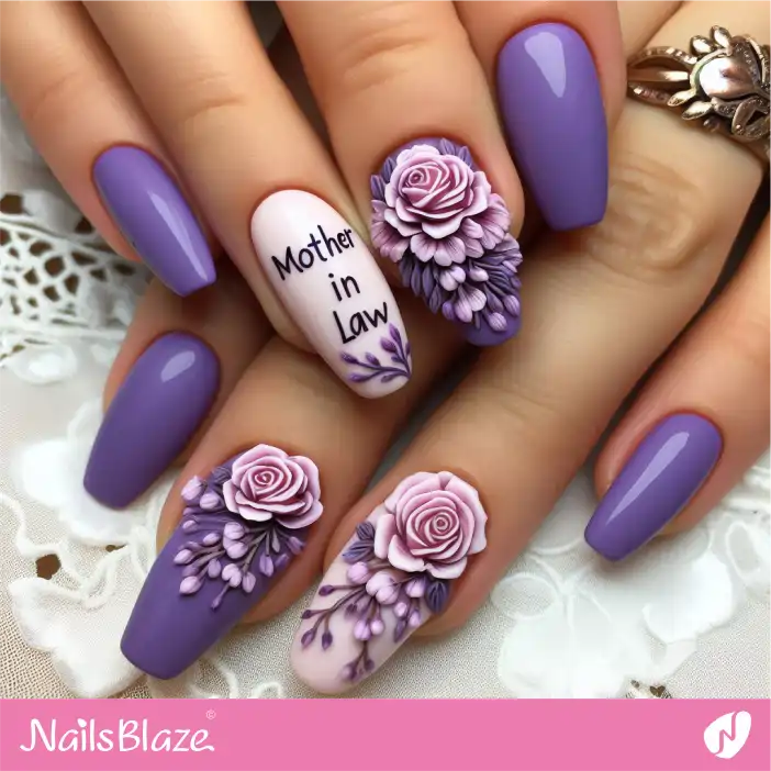 Mother in Law Floral Purple Nail Design| Wedding-NB-D-333