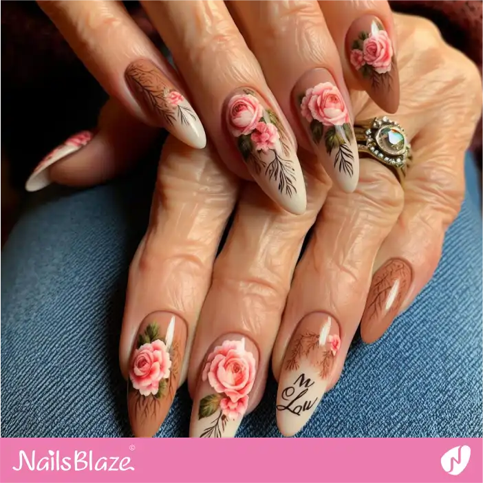 Mother in Law Classic Floral Nail Design| Wedding-NB-D-334