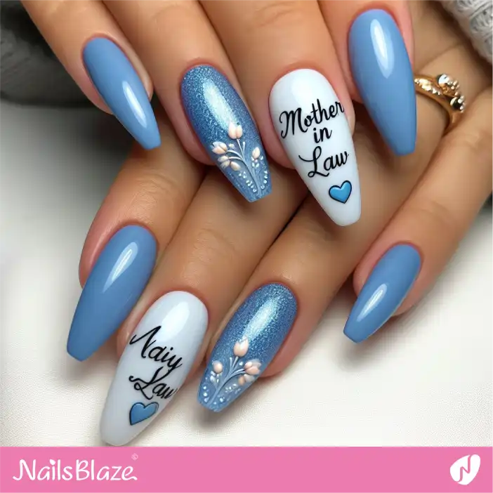 Mother in Law Simple Blue Nail Design| Wedding-NB-D-336