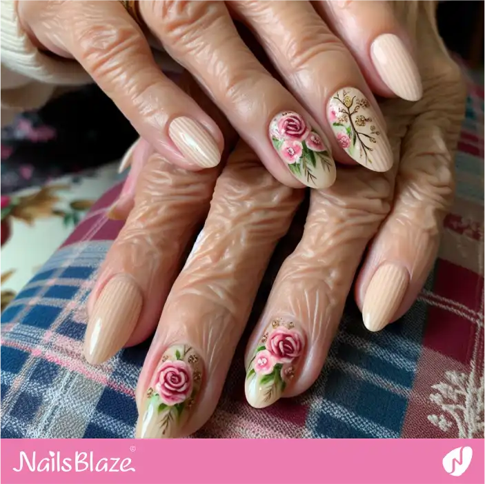 Mother in Law Minimal Flower Nail Art| Wedding-NB-D-337