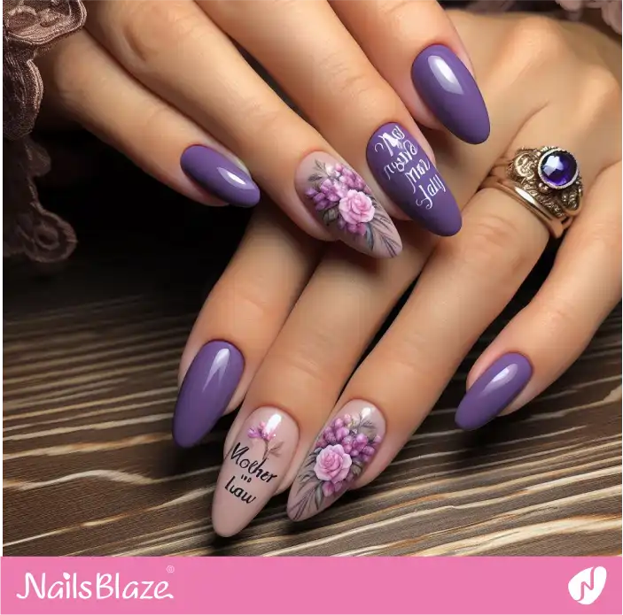 Mother in Law Accent Flower Nail Art| Wedding-NB-D-347