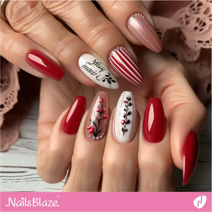 Mother in Law Striped Nail Design| Wedding-NB-D-330