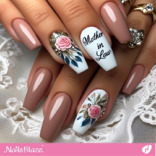 Mother in Law Floral Nude Nail Design| Wedding-NB-D-350