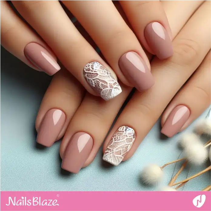 Office Nails with Lace Accents | Professional Nails - NB3059