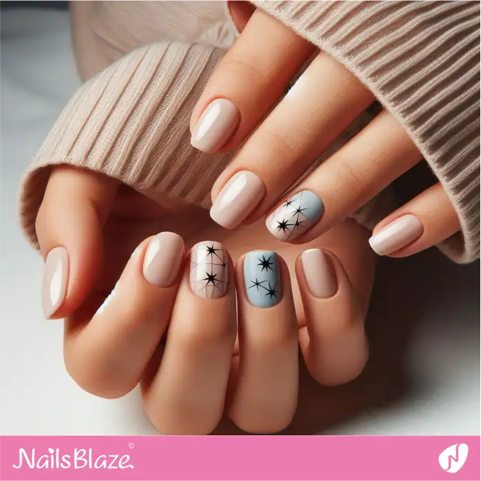 Star Space Pattern for Office Short Nails | Professional Nails - NB3064