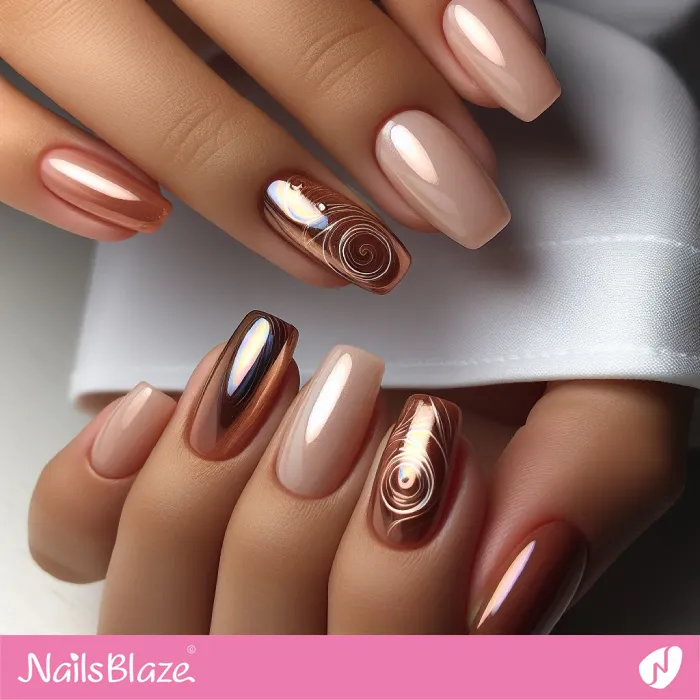 Rosaline Pearl Color and Rose Gold Nails for Office | Professional Nails - NB3293
