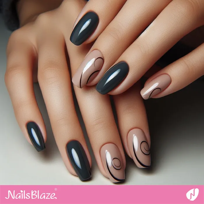 Office Gray and Nude Nails Minimal Design | Professional Nails - NB3294