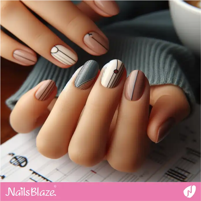 Short Geometric Nails for Work | Professional Nails - NB2968
