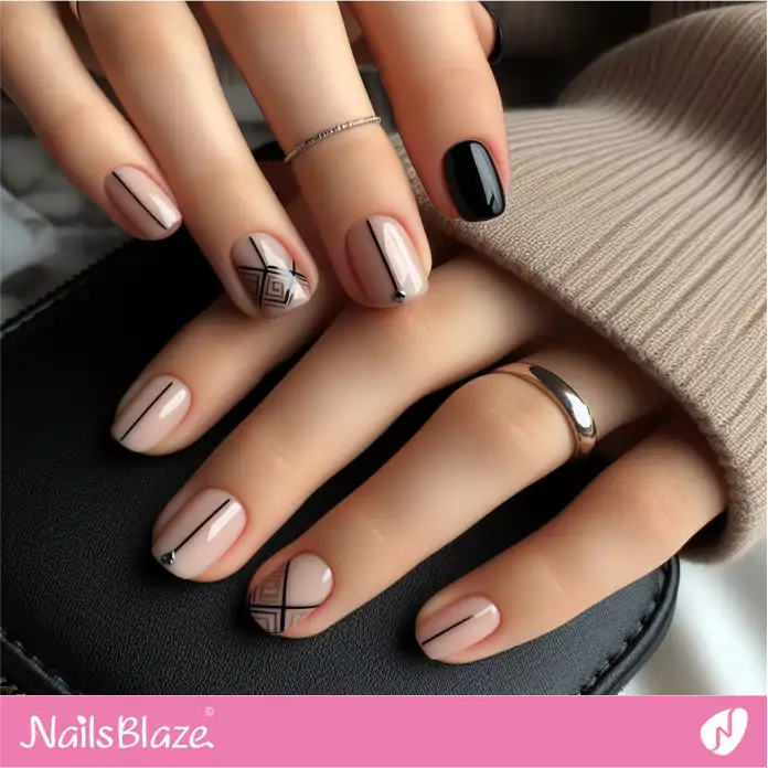 Short Office Nails Minimal Design | Professional Nails - NB2977