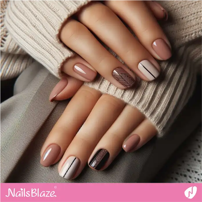 Office Nude Nails Geometric Design | Professional Nails - NB2969