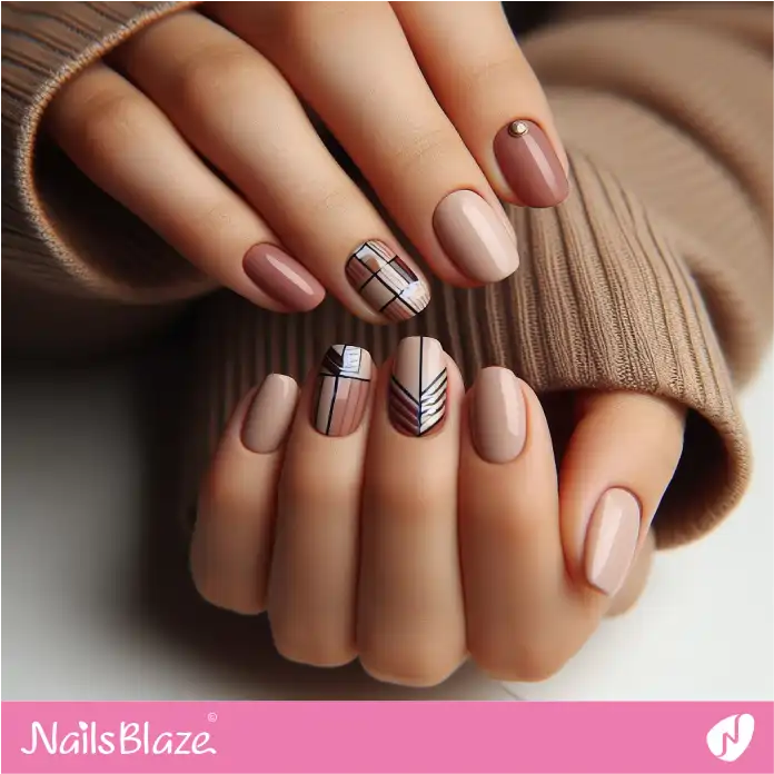 Simple Office Nails Design with Geometric Patterns | Professional Nails - NB2972