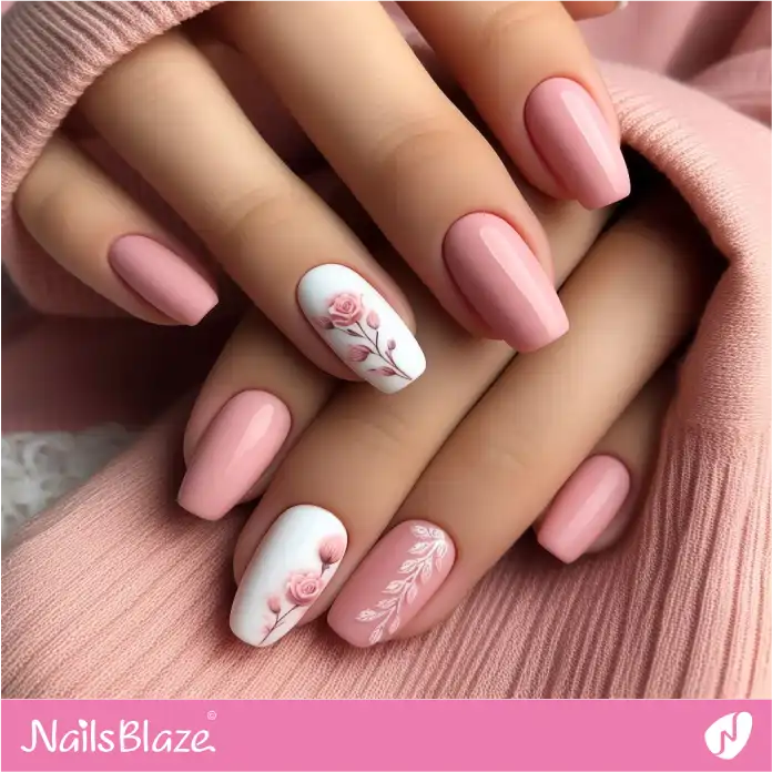 Pink Rose Nail Design for Office | Professional Nails - NB2984