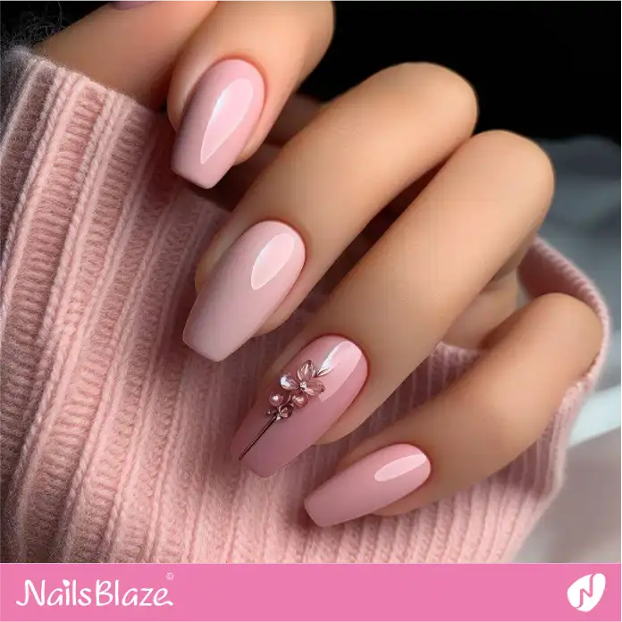 Crystal Flower Accent Nail Design for Work | Professional Nails - NB2985