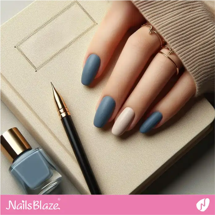 Slate Blue Nails for Office | Professional Nails - NB2998