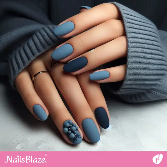 Matte Blue Shades Nails for Office | Professional Nails - NB3001