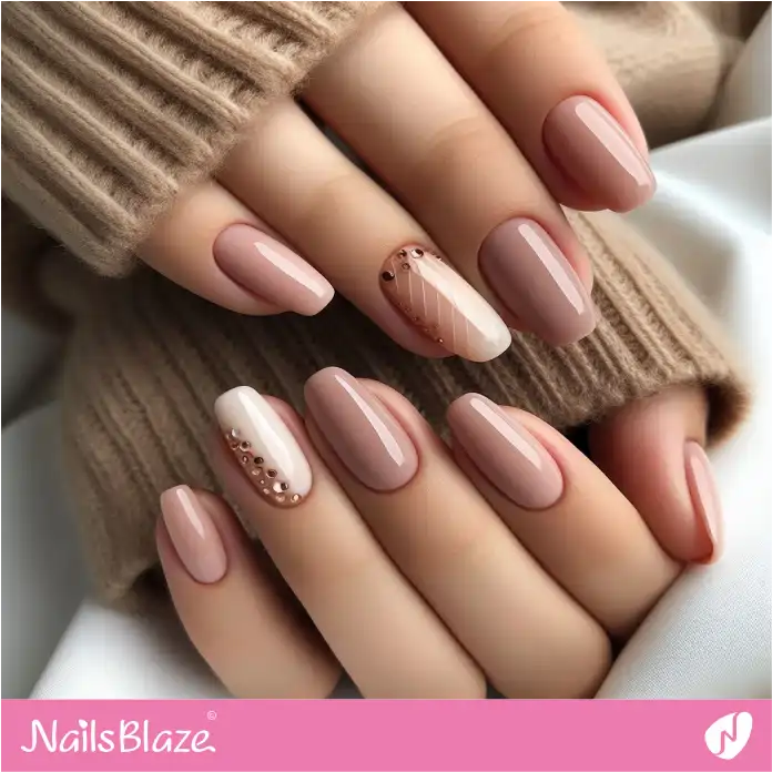 Neutral Nails with minimalist Bling for Office | Professional Nails - NB3037