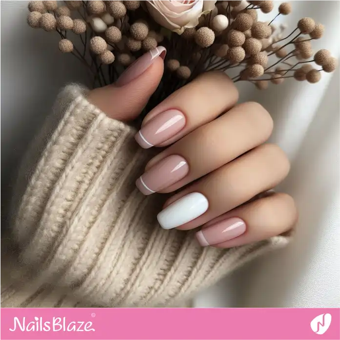 Neutral Nails with Outline French Tips for Workplace | Professional Nails - NB3040