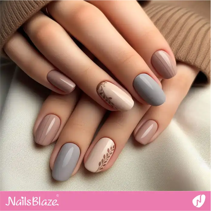Office Nails with Leaves Accents | Professional Nails - NB3042