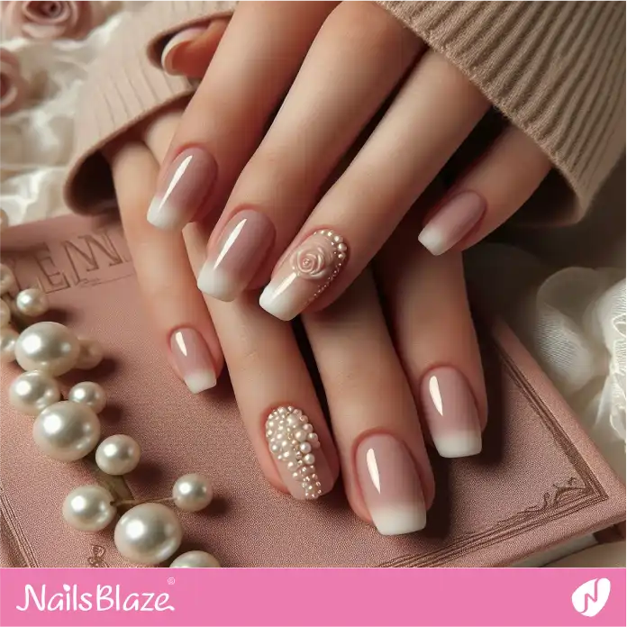 Off-White Ombre French Nails for Office | Professional Nails - NB3047