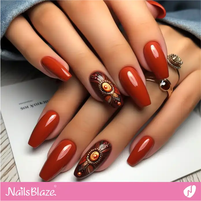 Traditional Accents for Burnt Orange Office Nails | Professional Nails - NB3067