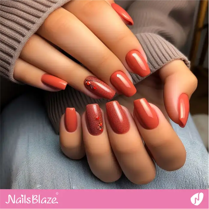 Glossy and Shimmer Burnt Orange Office Nails | Professional Nails - NB3069
