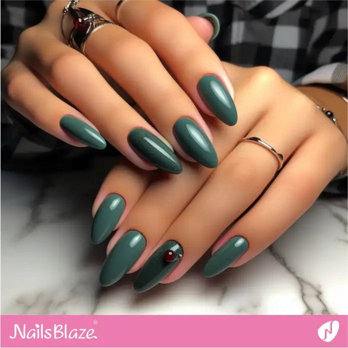 Office Almond Forest Green Nails| Professional Nails - NB3074