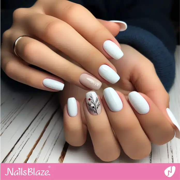 Short White Nails with Accents Design for Work | Professional Nails - NB3079