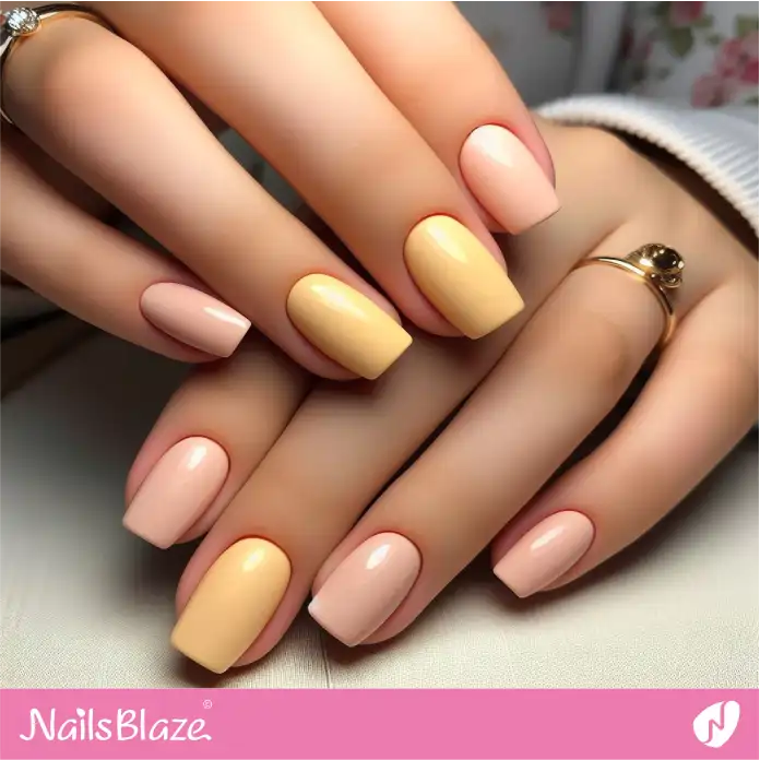 No Design Soft Yellow and Nude Nails for Work | Professional Nails - NB3084