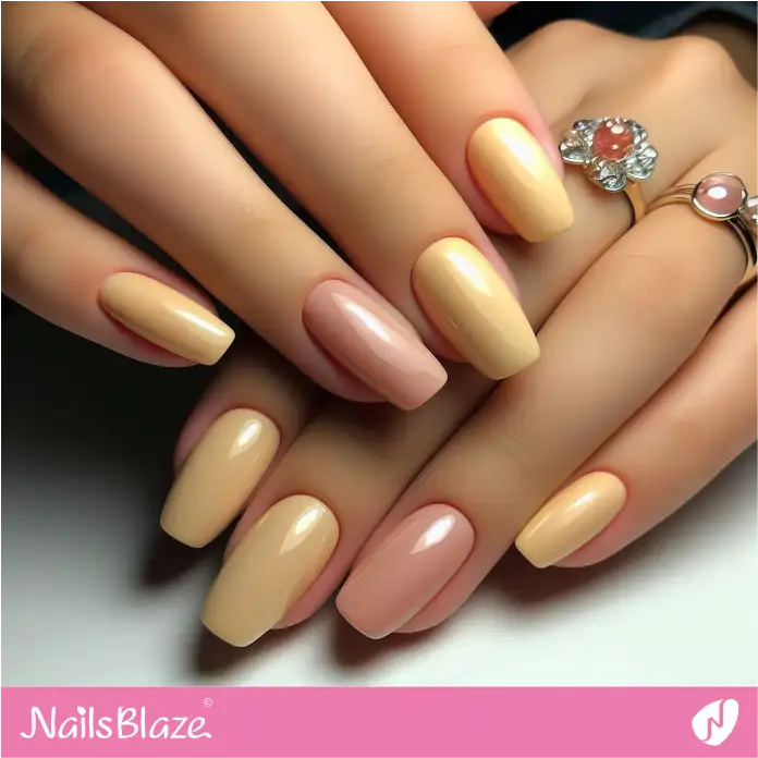 Yellow Nails with Nude Accents for Office | Professional Nails - NB3086