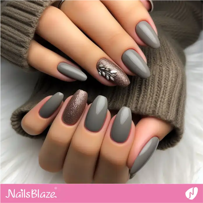 Winter Greige Office Nails with Glitter Accents | Professional Nails - NB3088