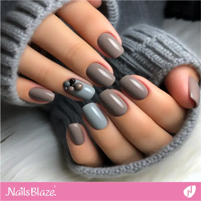 Short Gray and Blue Nails for Office | Professional Nails - NB3092