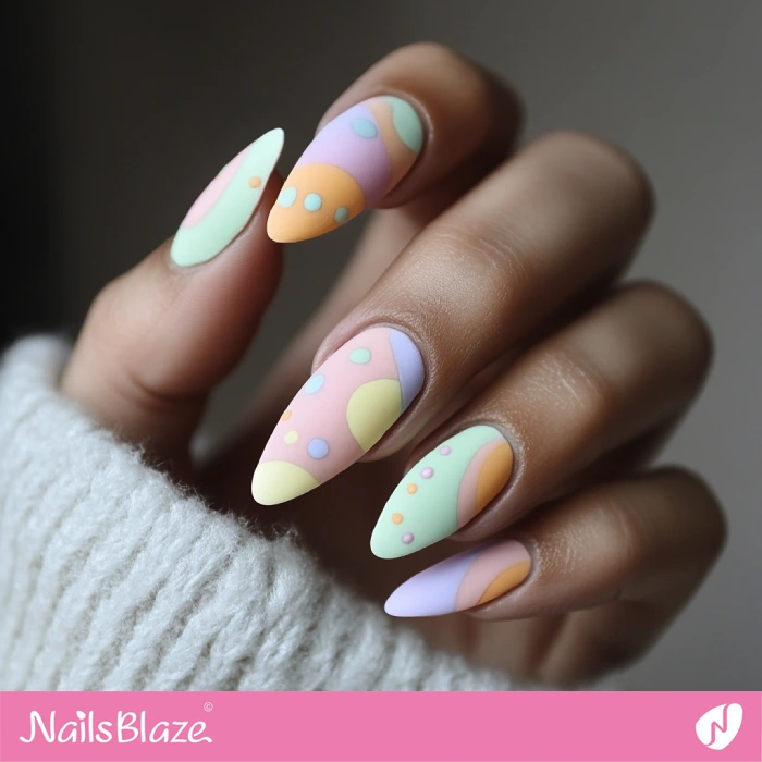 Abstract Design Matte Pastel Nails | Abstract Nails - NB5496