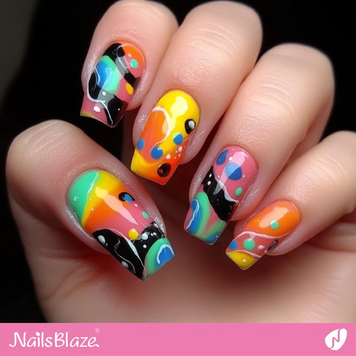 Colorful Abstract Nails Simple Design | Abstract Nails - NB5499