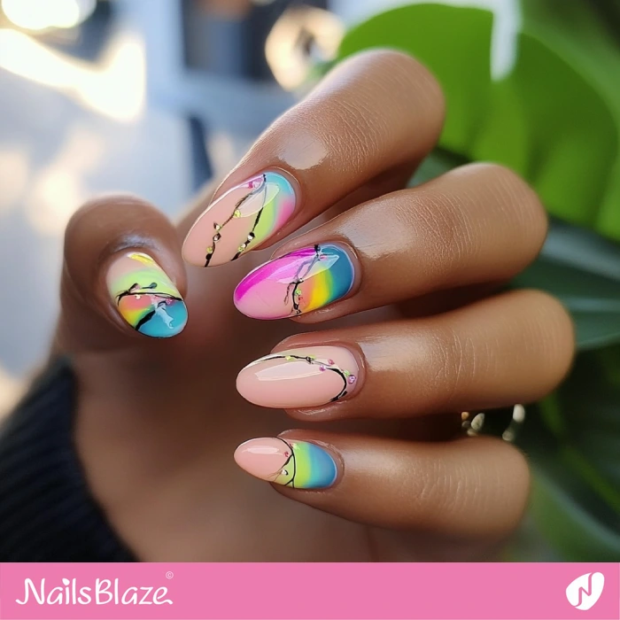 Abstract Nails with a Rainbow Color Gradient | Abstract Nails - NB5505