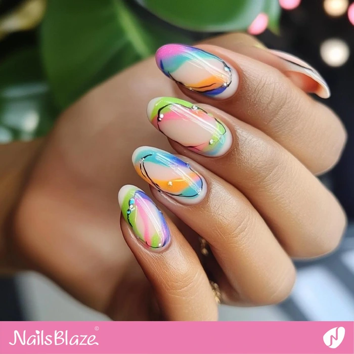 Bright Colors Abstract Nail Design | Abstract Nails - NB5511